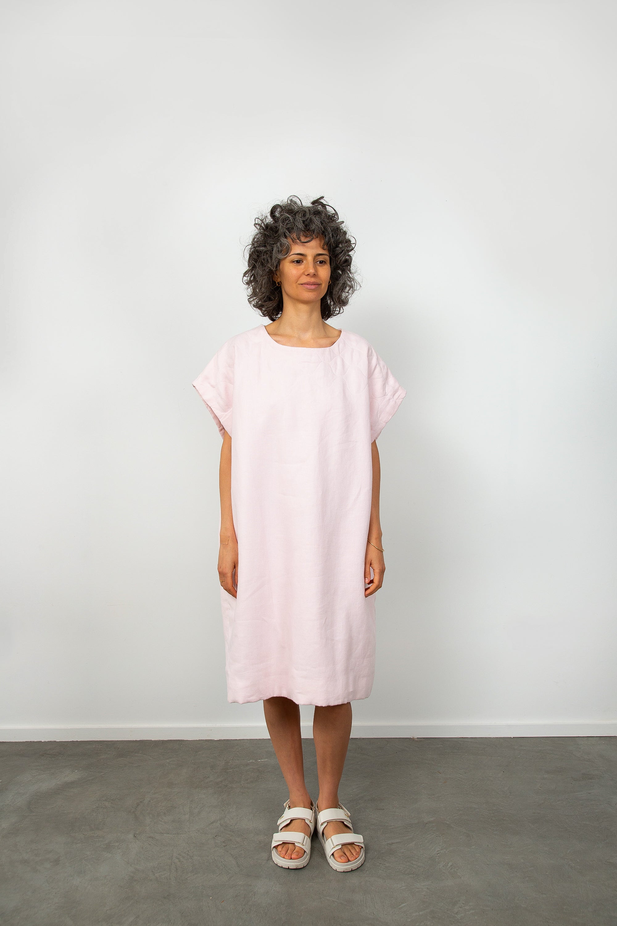 pink quilted dress Pink Orchid/Anthurium Palaka Quilt Mini Dress