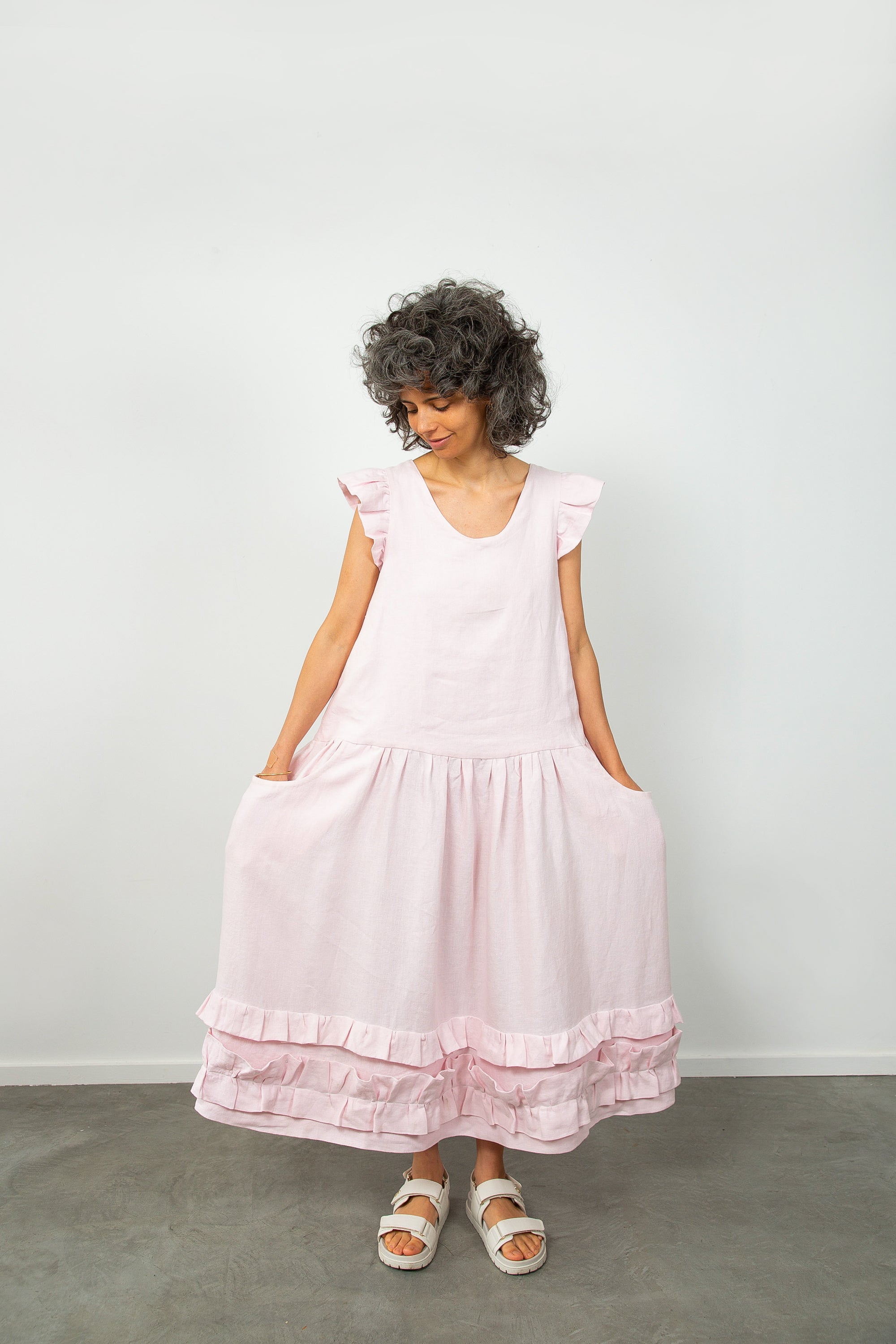 Pink Linen Frilly Dress – The Tweed Project Pink Linen Frilly Dress – The Tweed Project