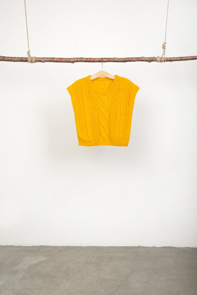 yellow aran jumper