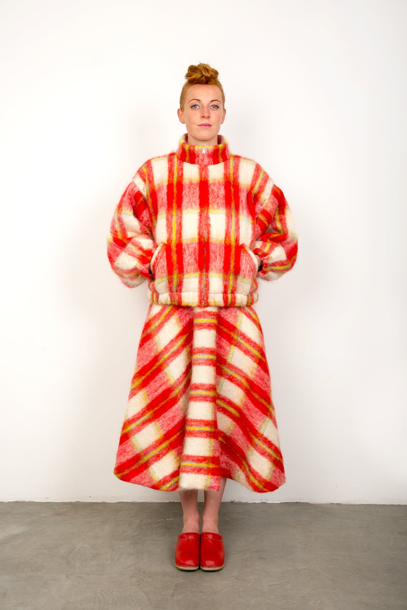 red tartan mohair bomber jacket – The Tweed Project